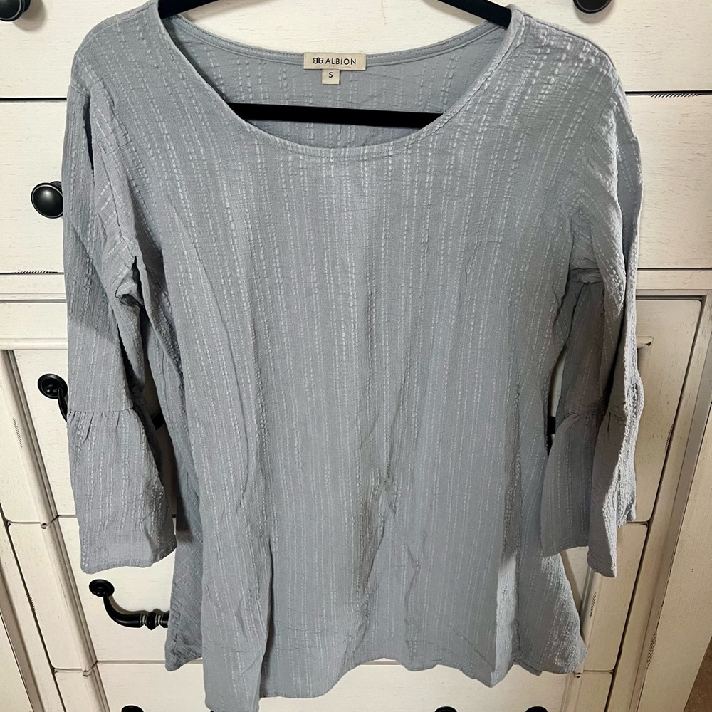 Albion Women's Light Gray Blue Textured Dress
